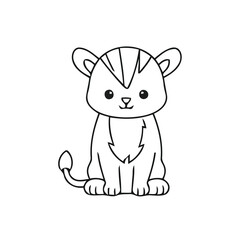 Cartoon Baby Lion Line  vector Art for Coloring Page