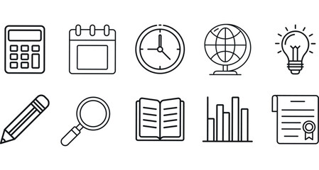 Education business study learning finance research office icons