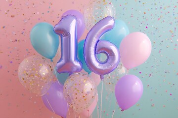 Colorful Balloons with 16 Celebration for Sweet Sixteen Event
