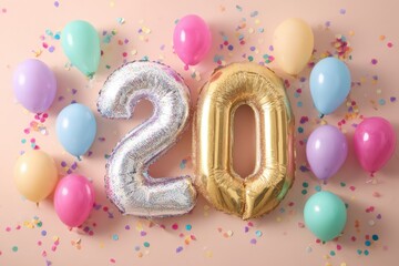 Festive Celebration Background with Colorful Balloons and Confetti