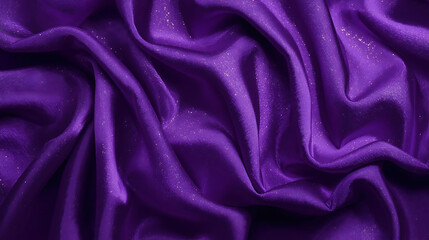 Fototapeta premium Opulent Royal Purple Silk Fabric Texture with Soft Golden Glitter Sparkles