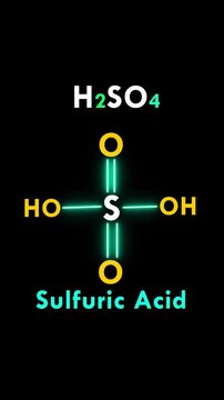 Sulfuric Acid molecular structure, Sulfuric acid is a strong acid. Sulfuric acid reacts with active metals (such as zinc, iron) to produce hydrogen gas. Chemical structural formula of. (H2SO4)