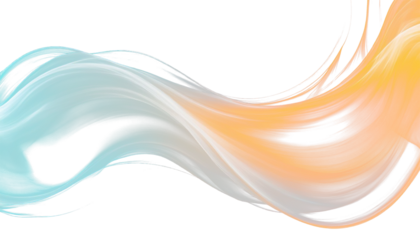 Yellow-blue transparent air wave curve on transparent background