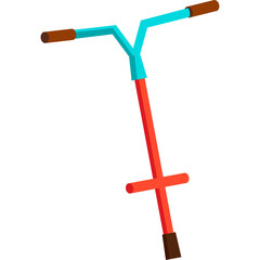 Red And Cyan Scooter With Brown Handle Grips Isolated On White Background Detailed Vector Illustration Of A Freestyle Scooter For Stunts And Tricks