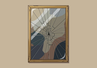 Framed abstract artwork with geometric shapes and lines.