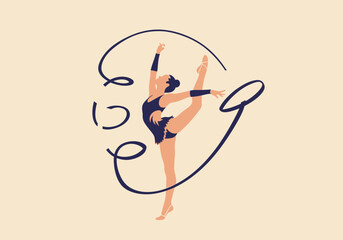 Gymnast performs routine with ribbon, demonstrating flexibility and grace.
