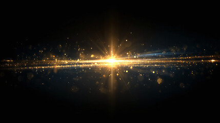 A mesmerizing display of celestial light, a radiant golden beam of light shining through the darkness, evokes a sense of cosmic energy