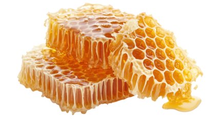 Stack of Honeycomb Pieces Sweet Golden Honeycomb Structure Natural Food