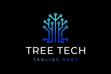 Digital Tree Tech Logo Design vector