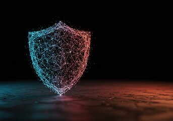 Digital shield protecting interconnected data streams, symbolizing robust network defense against cyber threats and ensuring data integrity ,data integrity ,online privacy ,network defense