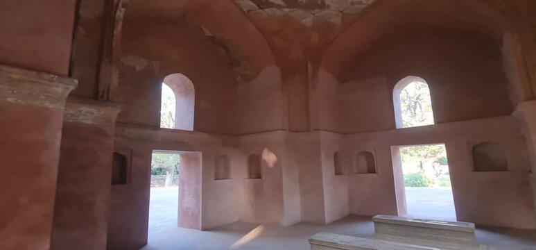 Afsarwala Tomb with historic graveyards inside the Humayun's Tomb complex area.
