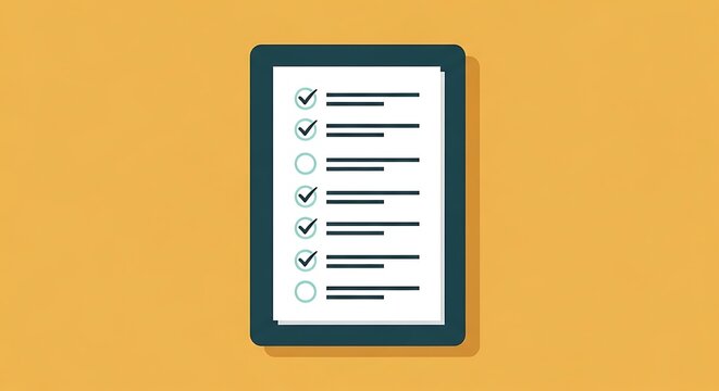 Illustration of a checklist with some items checked and some unchecked on a tablet.