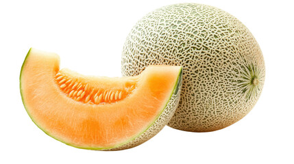 Fresh Cantaloupe Melon with Slice Healthy Diet Fruit Summer Tropical Dessert Food