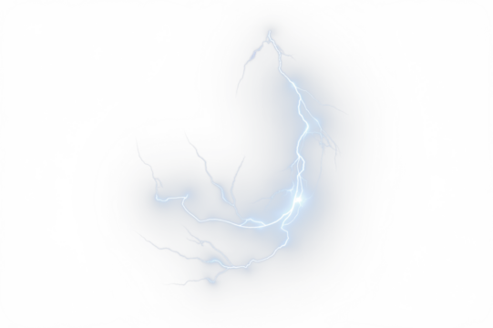 Electric lightning bolt png overlay with vibrant blue hues and soft glow effect, perfect for enhancing designs and creating dynamic visual elements in various projects