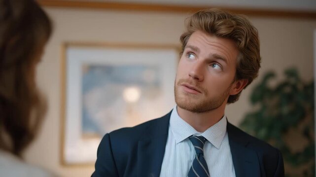 Butler showing visible surprise after receiving unexpected compliment from high-status guest, emotion of disbelief and joy captured, representing rare emotional acknowledgment in discreet