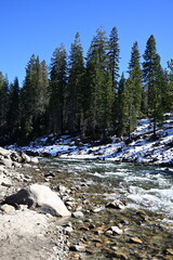 beautiful winter mountain river at Huntington lake
