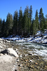 beautiful winter mountain river at Huntington lake