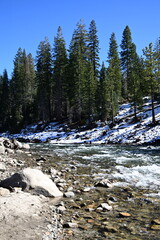 beautiful winter mountain river at Huntington lake