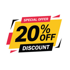 Obraz premium Modern promotional banner design 20 percent off discount special offer vector vector