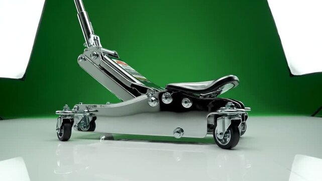 Automotive Floor Jack on Green Screen for Easy Compositing and Product Showcase.