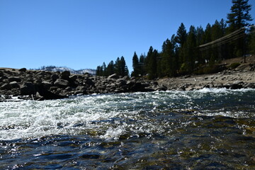 beautiful winter mountain river at Huntington lake