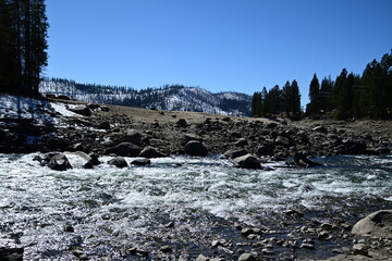 beautiful winter mountain river at Huntington lake