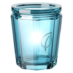 3D Illustration of Blue Glass Jar with Leaf, Eco-Friendly Container, Recycling Icon, Sustainable Living, Glass Can