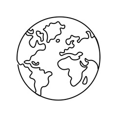 earth outline with continents One continuous line drawing for Poster, banner, background with lettering, earth world sign symbol clipart, uncolor earth single line earth world isolated on transparent 