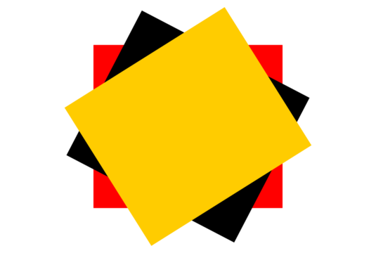 Abstract geometric composition of overlapping yellow, black, and red squares for modern art, poster background, and minimalist graphic design - Powered by Adobe