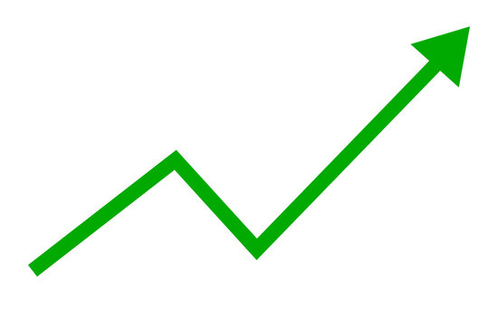 Green upward zigzag arrow for growth, success concept design, business, finance, and performance presentation graphics - Powered by Adobe