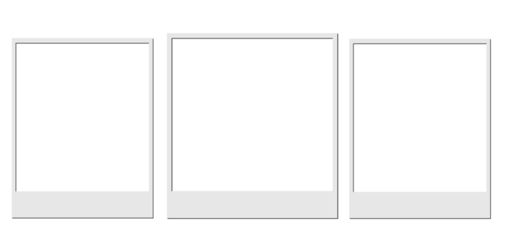 Set of three blank photo frames isolated on transparent background - Powered by Adobe