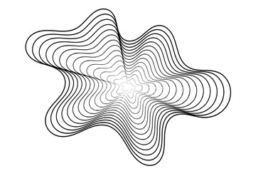 Black abstract wavy line shape, geometric flower or star-like pattern