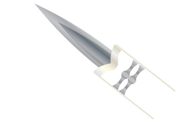 Stylized Dagger With Ornate Guard Against White Background, Elegant Weapon Design for Art and History