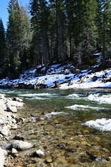 beautiful winter mountain river at Huntington lake
