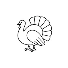Turkey Outline black and white Thanksgiving bird vector illustration