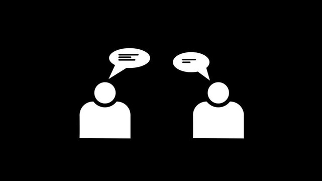 Human monologue icon .User communication simple icon. Person with chat speech diode sign and black background .
