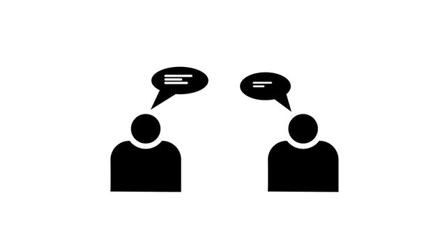 Human monologue icon .User communication simple icon. Person with chat speech diode sign and black background .