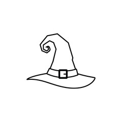 Witch Hat Outline Vector Icon – Halloween Monoline Illustration
