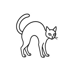 Arched Black Cat Outline Vector Halloween Silhouette Design