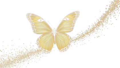 Transparent Golden Butterfly PNG for Design Overlay