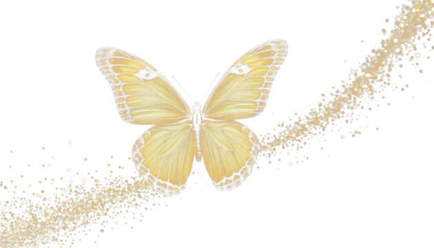 Transparent Golden Butterfly PNG for Design Overlay