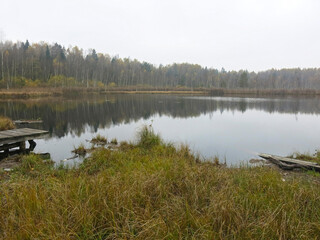 quiet lake Belskoye in the Moscow region in autumn