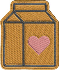 Colorful Embroidered Milk Carton With Heart