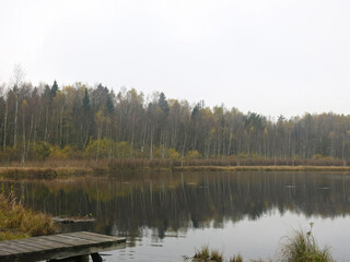 quiet lake Belskoye in the Moscow region in autumn