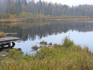 quiet lake Belskoye in the Moscow region in autumn