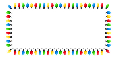 Vector image of Christmas lights. Festive decor and decoration made of colorful Christmas lights. Graphic element for your designs, Christmas cards, websites, banners, and posters.