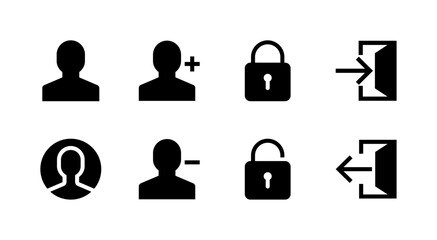 Essential UI Icon Set - User Profile Login and Account Security Management Elements