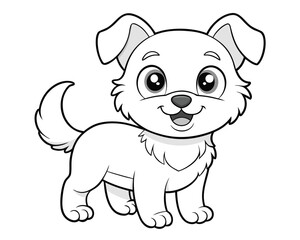 Cute cartoon puppy outline for coloring vector