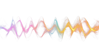 Sound rainbow semi-transparent wave for overlay on transparent background