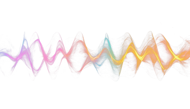Sound rainbow semi-transparent wave for overlay on transparent background
